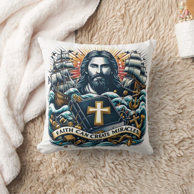 Jesus inspiriere den Glauben zwischen den Wellen Kissen (Decke)