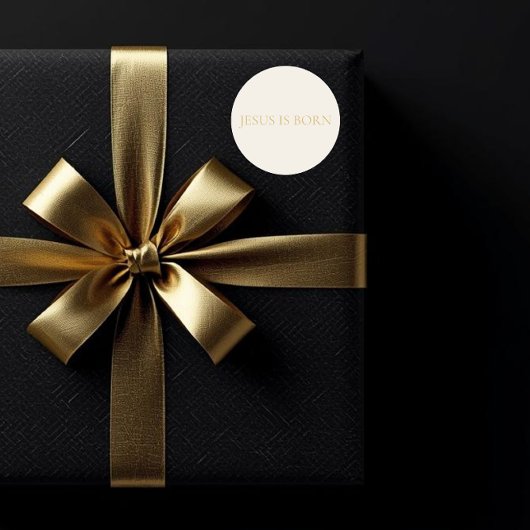 JESUS IS BORN Cream Christmas Sticker #2