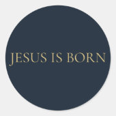 JESUS IS BORN – Navy Minimal Christmas Sticker (Vorderseite)