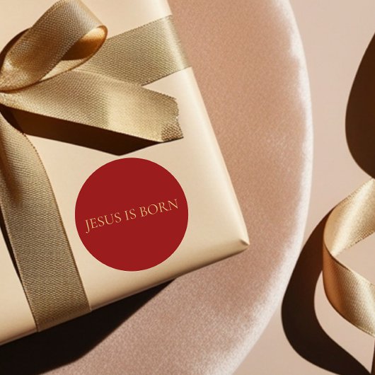 JESUS IS BORN Red Minimal Christmas Sticker #4 