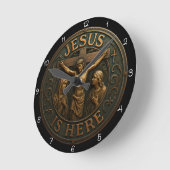 Jesus Is Here Religious Runde Wanduhr (Winkel)