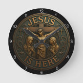 Jesus Is Here Religious Runde Wanduhr (Vorderseite)