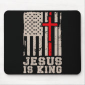 Jesus Is King Christ Lord Patriotic Christian Amer Mousepad (Vorne)