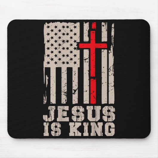 Jesus Is King Christ Lord Patriotic Christian Amer Mousepad (Vorne)