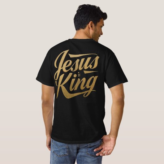 Jesus Is King Gold Font Christian Statement T-Shirt (Schwarz voll)