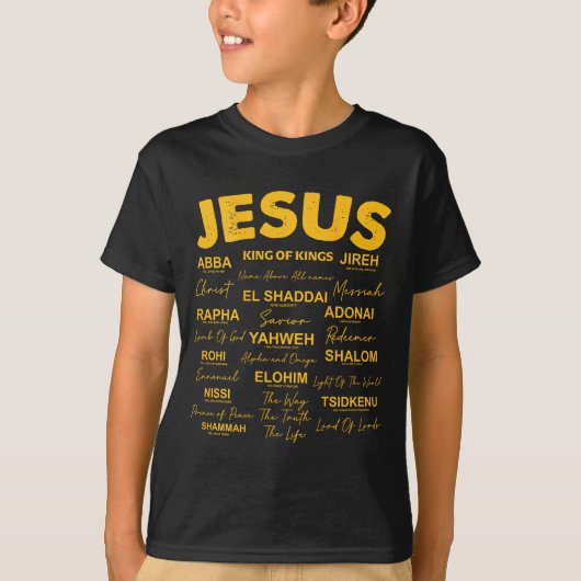 Jesus Is King Names Of God Hebrew Jesus Christian T-Shirt (Vorderseite)