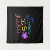 Jesus is LORD Colorful Script Black Wandteppich (Vorderseite (Horizontal))