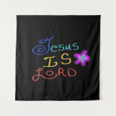 Jesus is LORD Colorful Script Black Wandteppich (Vorderseite)