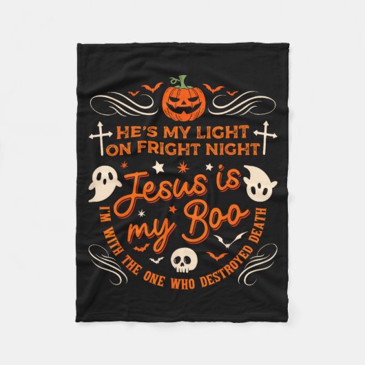 Jesus Is My Boo Christian Halloween Ghost Pumpkin Fleecedecke (Vorderseite)