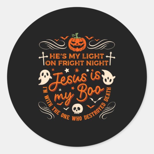 Jesus Is My Boo Christian Halloween Ghost Pumpkin  Runder Aufkleber (Vorderseite)