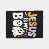 Jesus Is My Boo Cute Christian Halloween Ghost Fun Fleecedecke (Vorderseite (Horizontal))