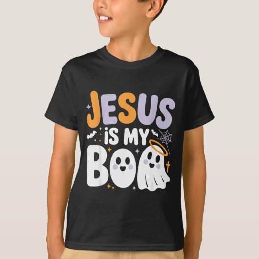 Jesus Is My Boo Cute Christian Halloween Ghost Fun T-Shirt (Vorderseite)