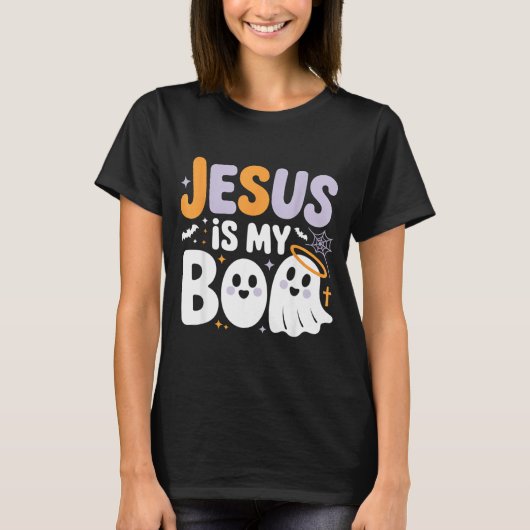 Jesus Is My Boo Cute Christian Halloween Ghost Fun T-Shirt (Vorderseite)