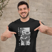 JESUS IS MY ROCK Isometric Christian T-Shirt