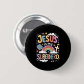 Jesus Is My Superhero Button (Vorne & Hinten)
