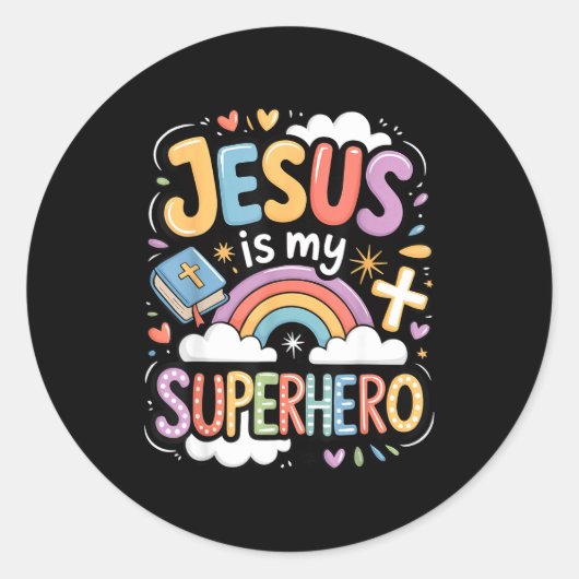 Jesus Is My Superhero Runder Aufkleber (Vorderseite)