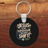 Jesus Is My Supervisor Jesus Faith God Cna Christi Schlüsselanhänger (Vorderseite)