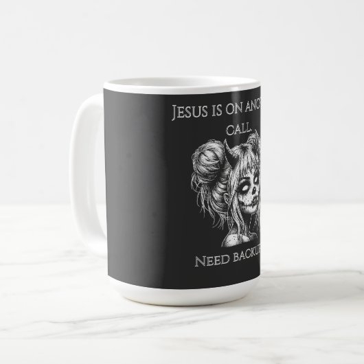 Jesus Is on Another Phone – Succubus Backup Kaffeetasse (Vorderseite Links)