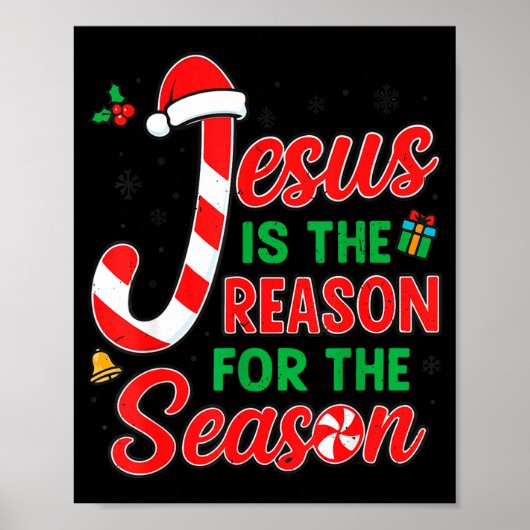 Jesus Is Reason For Season Christian Christmas Pjs Poster (Vorne)