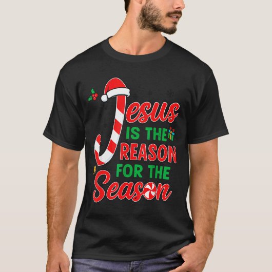 Jesus Is Reason For Season Christian Christmas Pjs T-Shirt (Vorderseite)