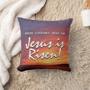 JESUS IS RISEN Christlich Ostern Landschaft Kissen