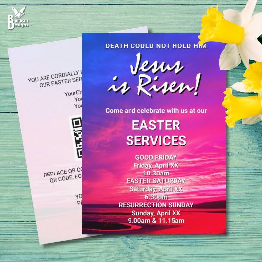 JESUS IS RISEN Custom Easter CHURCH SERVICES Einladung