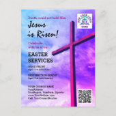 JESUS IS RISEN Logo QR Code Church Services EASTER Einladungspostkarte (Vorderseite)