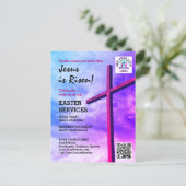 JESUS IS RISEN Logo QR Code Church Services EASTER Einladungspostkarte (Stehend Vorderseite)