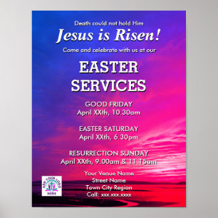 JESUS IS RISEN Osterkirchendienste Einladung Poster