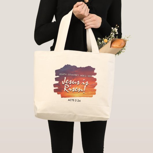 JESUS IS RISEN Sunset Christlich Ostern Jumbo Stoffbeutel (Vorderseite (Produkt))