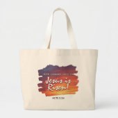 JESUS IS RISEN Sunset Christlich Ostern Jumbo Stoffbeutel (Vorne)