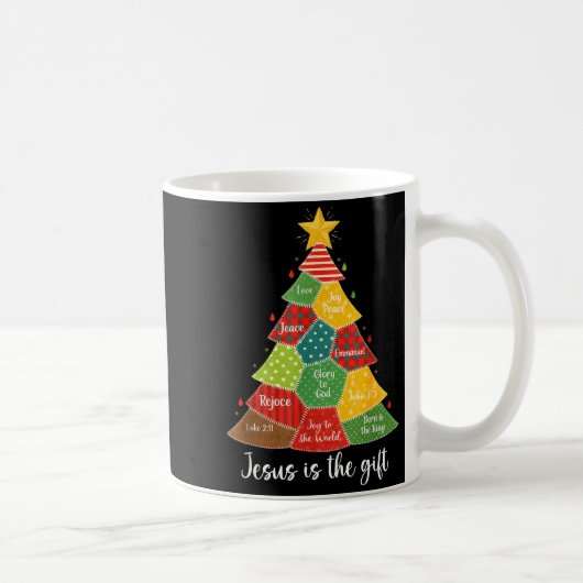 Jesus Is The Gift Christmas Tree Patchwork Scriptu Kaffeetasse (Rechts)