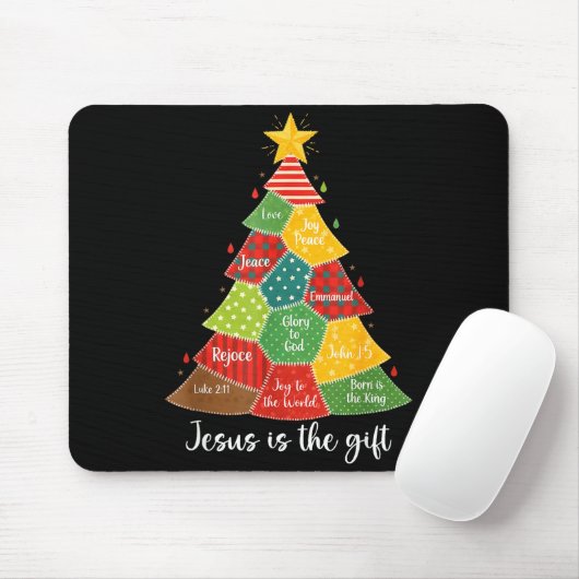 Jesus Is The Gift Christmas Tree Patchwork Scriptu Mousepad (Mit Mouse)