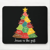 Jesus Is The Gift Christmas Tree Patchwork Scriptu Mousepad (Vorne)