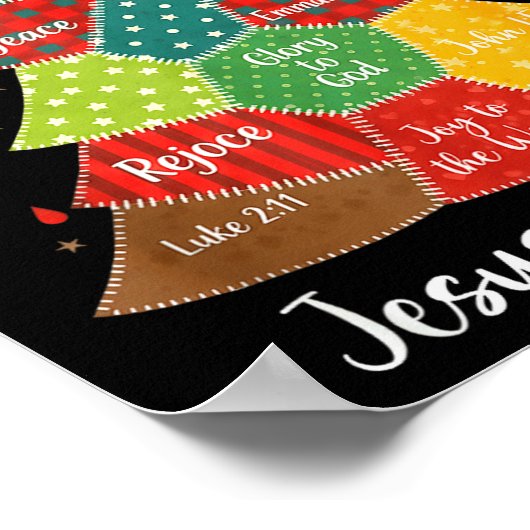 Jesus Is The Gift Christmas Tree Patchwork Scriptu Poster (Ecke)