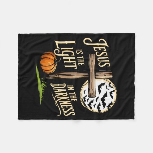 Jesus Is The Light In The Darkness Christian Hallo Fleecedecke (Vorderseite (Horizontal))