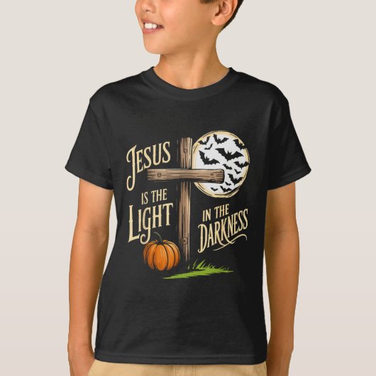 Jesus Is The Light In The Darkness Christian Hallo T-Shirt (Vorderseite)