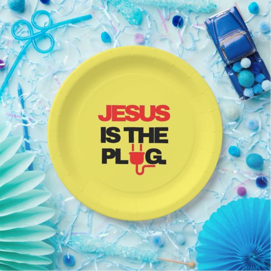 Jesus is the Plug Plate Pappteller (Party)