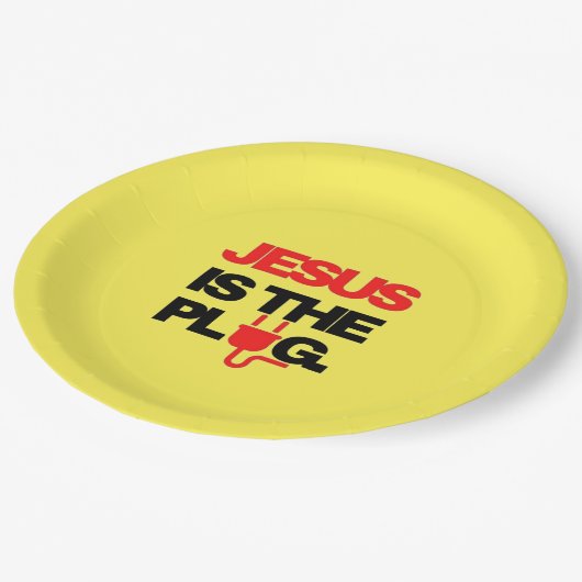 Jesus is the Plug Plate Pappteller (Schrägansicht)