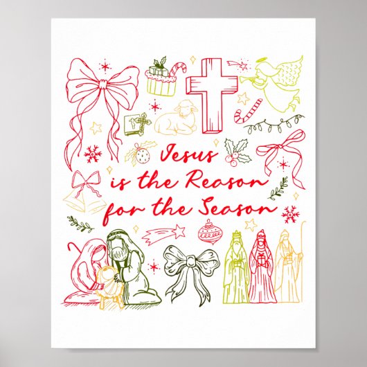 Jesus Is The Reason Christian Cross Coquette Bow C Poster (Vorne)