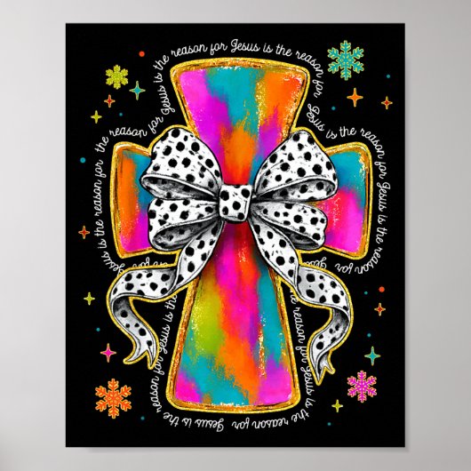 Jesus Is The Reason Christian Cross Coquette Bow C Poster (Vorne)