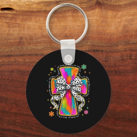 Jesus Is The Reason Christian Cross Coquette Bow C Schlüsselanhänger (Vorderseite)