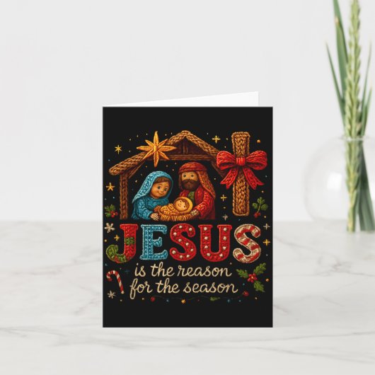 Jesus Is The Reason For Season Yarn Crochet Art De Karte (Vorderseite)
