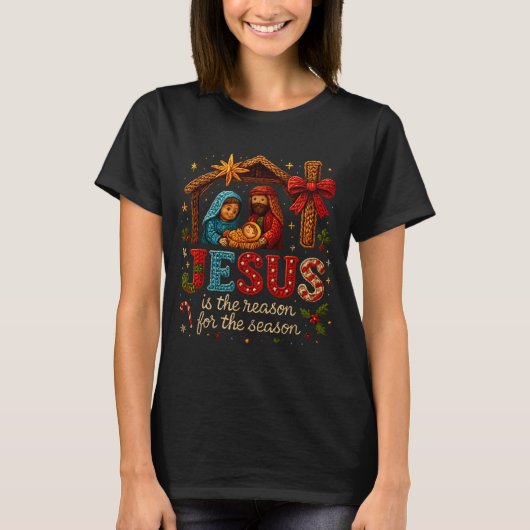 Jesus Is The Reason For Season Yarn Crochet Art De T-Shirt (Vorderseite)