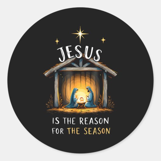 Jesus Is The Reason For The Season Christian Faith Runder Aufkleber (Vorderseite)
