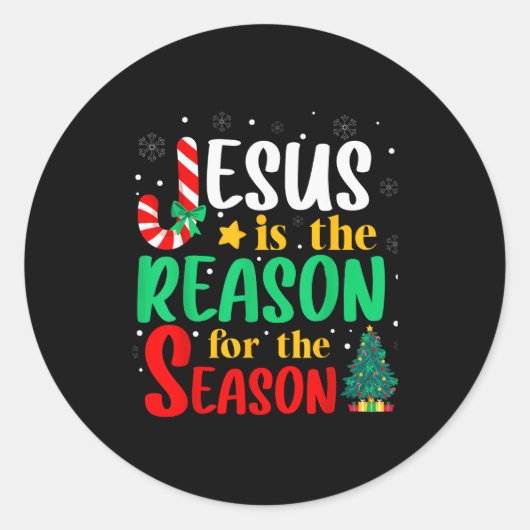 Jesus Is The Reason For The Season Christmas Chris Runder Aufkleber (Vorderseite)