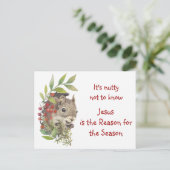 "Jesus is the reason for the season" Fun Squirrel Postkarte (Stehend Vorderseite)