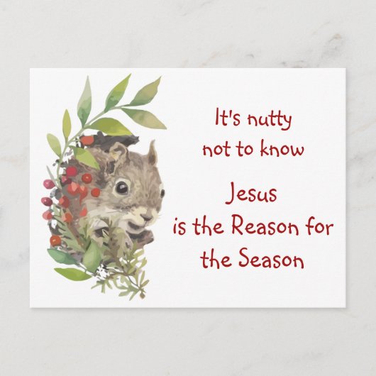 "Jesus is the reason for the season" Fun Squirrel Postkarte (Vorderseite)