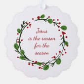 "Jesus is the reason for the season" Holly Design Ornament Karte (Rückseite)