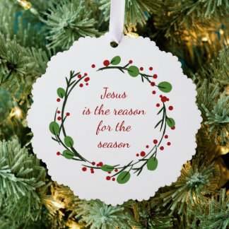 "Jesus is the reason for the season" Holly Design Ornament Karte